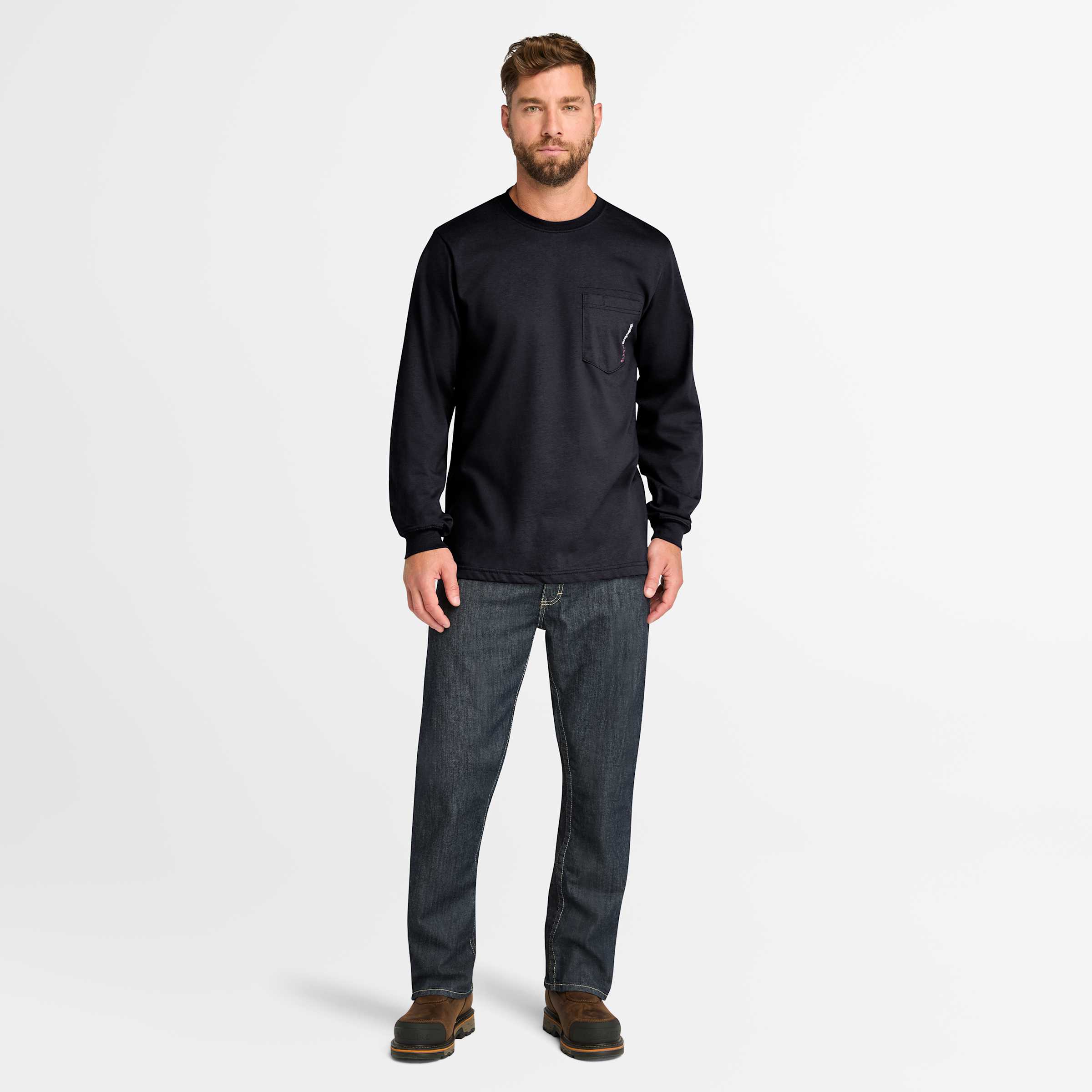 Men's Timberland PRO Cotton Core Flame-Resistant Long-Sleeve T-Shirt - Picture 31 of 31