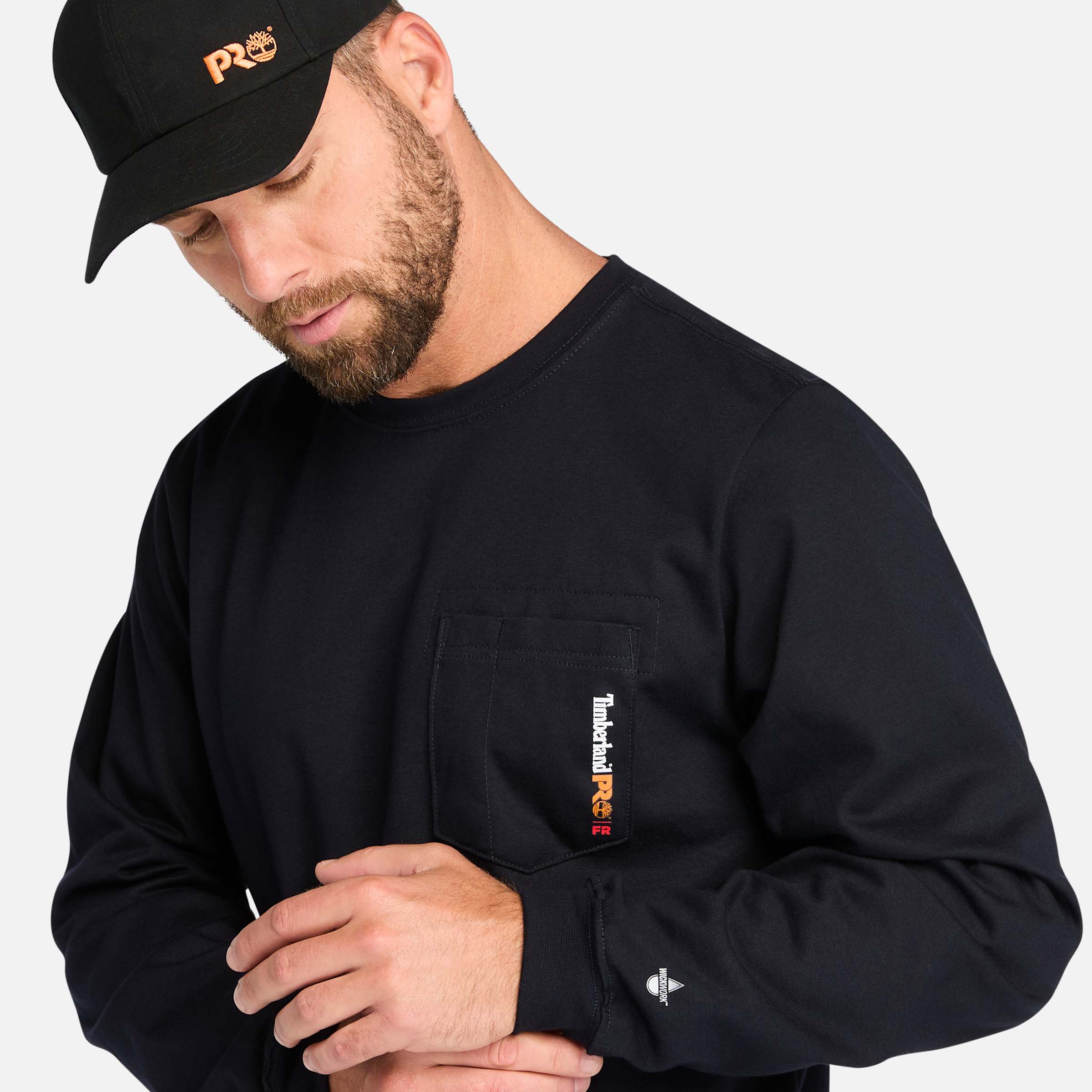 Men's Timberland PRO Cotton Core Flame-Resistant Long-Sleeve T-Shirt - Picture 29 of 31